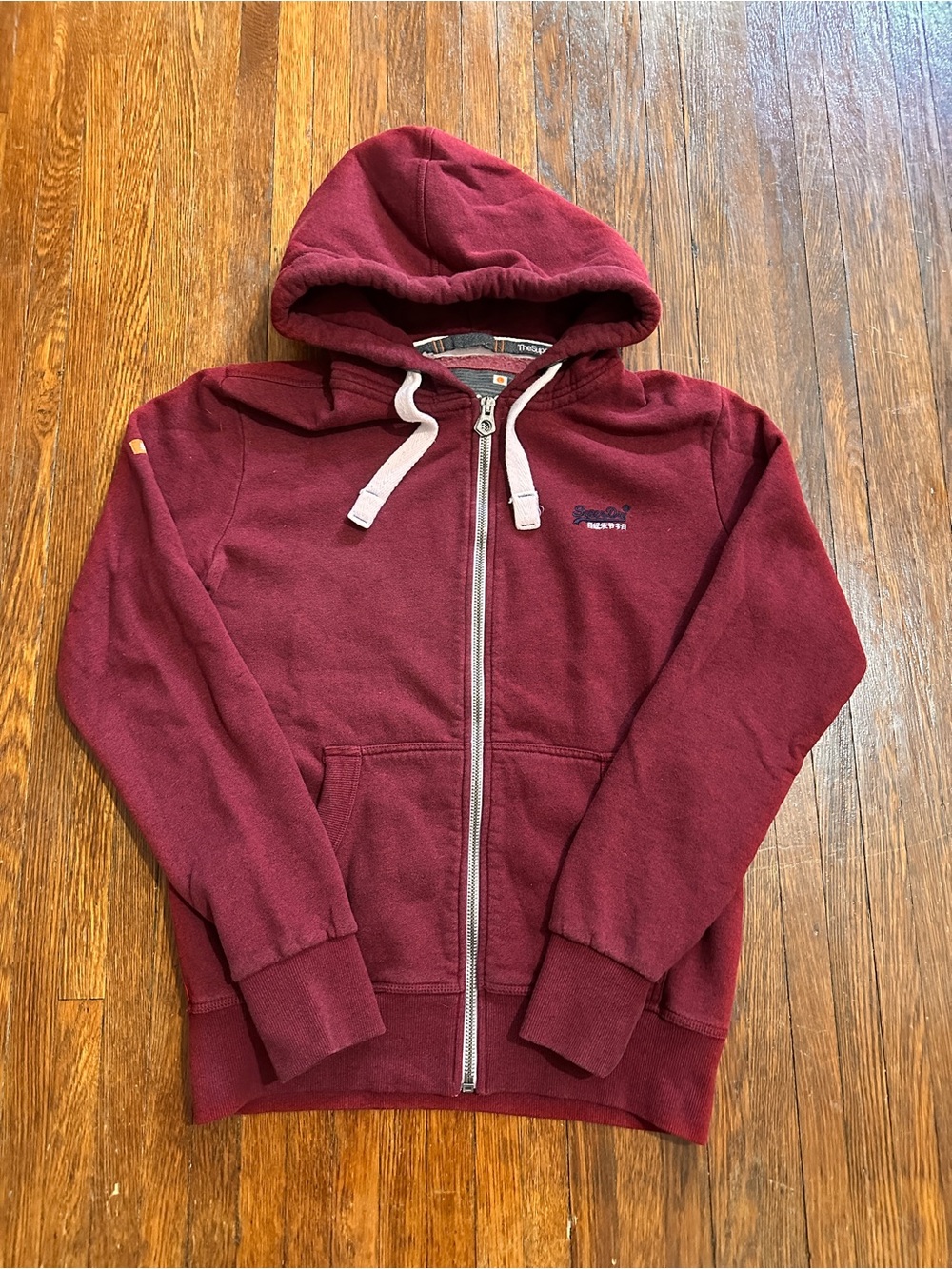 SUPERDRY Orange Label Men’s Large Red Full Zip Hoodie
